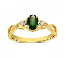 Emerald and Diamond Infinity Engagement Ring in Yellow Gold