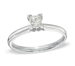 1/4 Carat Princess Solitaire Diamond Engagement Ring in White Gold