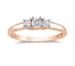 Inexpensive 1/4 Carat Three Stone Rose Gold Engagement Ring