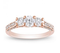 1 Carat Trilogy Rose Gold Diamond Engagement Ring