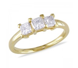 Three Stone Princess Trilogy Ring in Yellow Gold