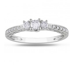 Round Trilogy Diamond Engagement Ring in White Gold