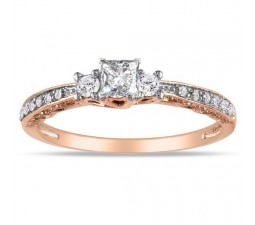 Princess Trilogy Diamond Engagement Ring in Rose Gold
