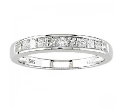Half Carat Princess Channel Set Wedding Ring Band in 14k White Gold