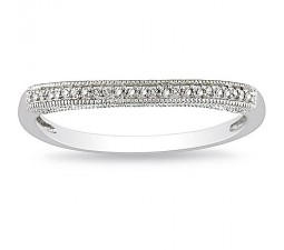 Antique Design Diamond Wedding Ring Band in 10k White Gold