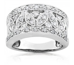 Extravagent Round Diamond Wedding Ring Band in White Gold on Sale