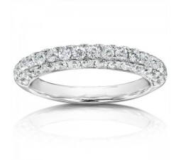 Luxurious Three Row Diamond Wedding Band in 14k White Gold