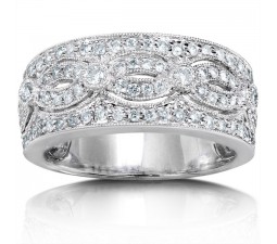 Stunning Huge Round Diamond Wedding Band for Her in White Gold