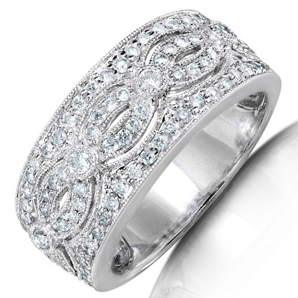 Stunning Huge Round Diamond Wedding Band for Her in White Gold - JeenJewels
