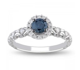 Inexpensive 3/4 Carat Sapphire and Diamond Engagement Ring
