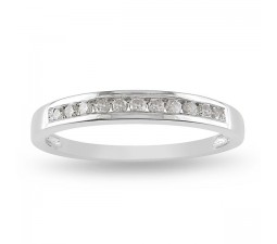 Channel set Round Diamond Wedding Ring in White Gold