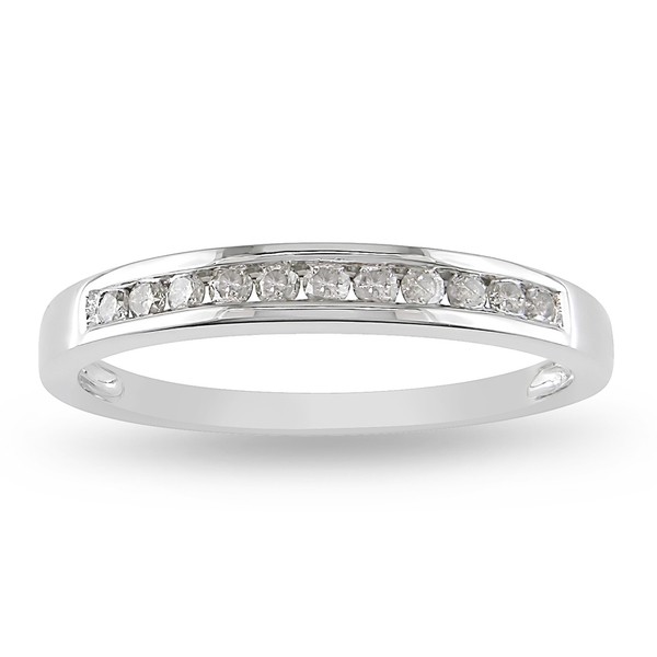 Channel set Round Diamond Wedding Ring in White Gold - JeenJewels