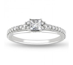 Princess Diamond Vintage Design Engagement Ring in White Gold