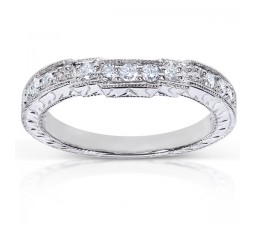 Antique Round Diamond Wedding Band for Her in White Gold