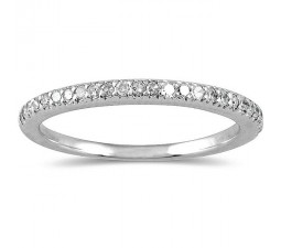Pave set Round Diamond Wedding Ring Band for Her in White Gold