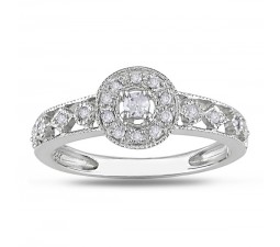 Antique design Affordable Diamond Engagement Ring in White Gold