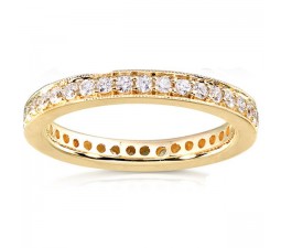 Antique Design Round Diamond Wedding Band for Women in Gold