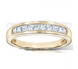 3/4 Carat Princess Channel Diamond Wedding Ring Band in Gold