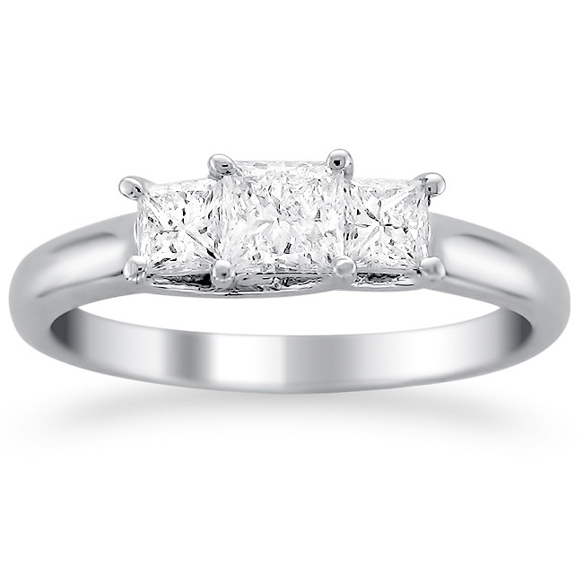 2.00 Ct Princess Cut Three-Stone Engagement Wedding Ring In Sterling Silver