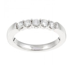 Five Stone Round Diamond Wedding Band in White Gold