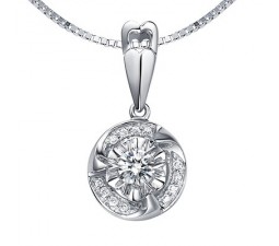 1/10 Carat Diamond Circle Pendant on 10k White Gold