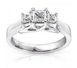 Three Stone Petite Princess Diamond Engagement Ring