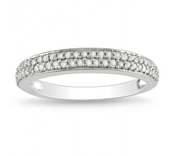 Half Carat Twin Row Diamond Wedding Band in White Gold