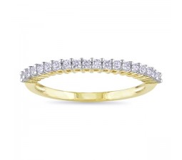 Prong Set Round Diamond Wedding Band in Yellow Gold
