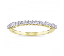 Prong Set Round Diamond Wedding Band in Yellow Gold