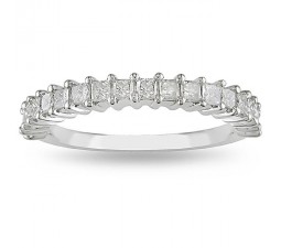 Half Carat Princess prong set Wedding Ring Band in White Gold