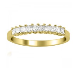 Princess prong set Diamond Wedding Ring Band in Yellow Gold