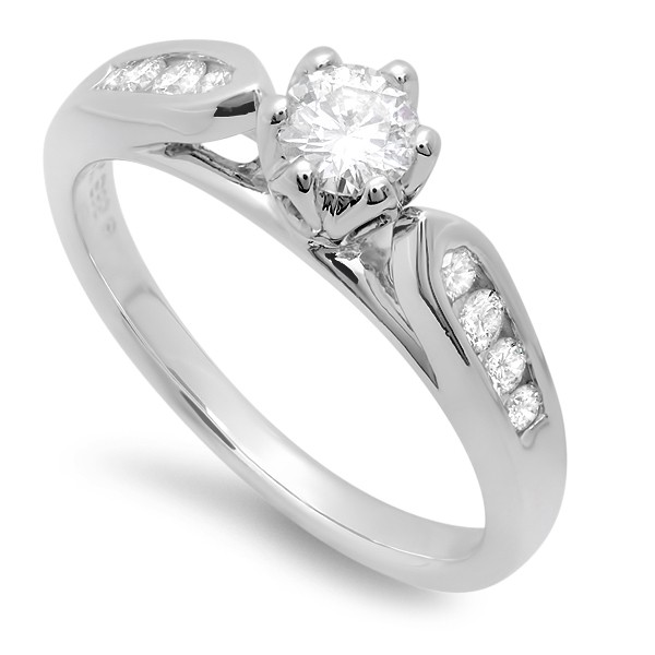 Unique Diamond Engagement ring 0.50 Carat Round Cut Diamond on White ...