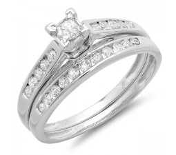 1 Carat Classic Beautiful Wedding Ring Set for Women in 10k White Gold