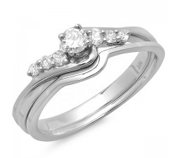 1/3 Carat Round Diamond Wedding Set in 10k White Gold