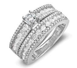 Luxurious 2 Carat Round Diamond Wedding Set in 14k White Gold