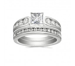 Beautiful 1 Carat Princess Wedding Ring Set on Sale