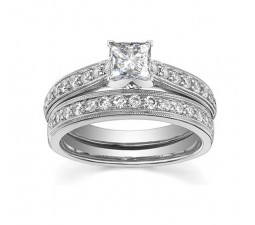 Vintage 1 Carat Diamond Wedding Ring Set