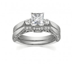 Antique Princess Diamond Wedding Ring Set