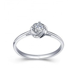 Flower Shape Diamond Solitaire Ring on 10k White Gold