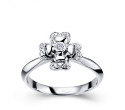 Flower Shape Diamond Ring on 10k White Gold