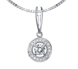 1/2 Carat Diamond Circle Pendant on 10k White Gold