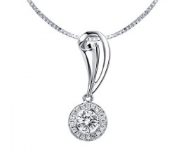 1/2 Carat Diamond Circle Pendant on 14k White Gold