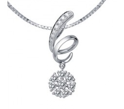 1/2 Carat Diamond Circle Pendant on 10k White Gold