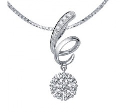 1/2 Carat Diamond Circle Pendant on 10k White Gold