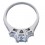 2 Carat Cubic Zirconia Three Stone Round Engagement Ring in 18k White Gold over Sterling Silver