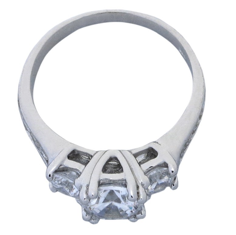 thumbnail image 2 of Suzy Levian Sterling Silver Cubic Zirconia 5-Stone Princess-cut Bridal... 2 of 12