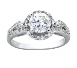 Designer 1 Carat Round Cubic Zirconium Engagement Ring for Women