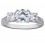 2 Carat cubic zirconia Three Stone Round Engagement Ring in 18k White Gold over Sterling Silver