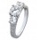 2 Carat cubic zirconia Three Stone Round Engagement Ring in 18k White Gold over Sterling Silver