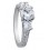 2 Carat cubic zirconia Three Stone Round Engagement Ring in 18k White Gold over Sterling Silver